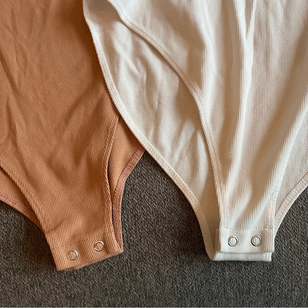 Wild Fable Stretchy Thin Strap Body Suit Nude White Set of 2 Neutral - Picture 5 of 5